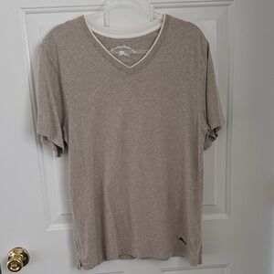 Tommy Bahama Tan V-Neck Tee Shirt - Size Medium
